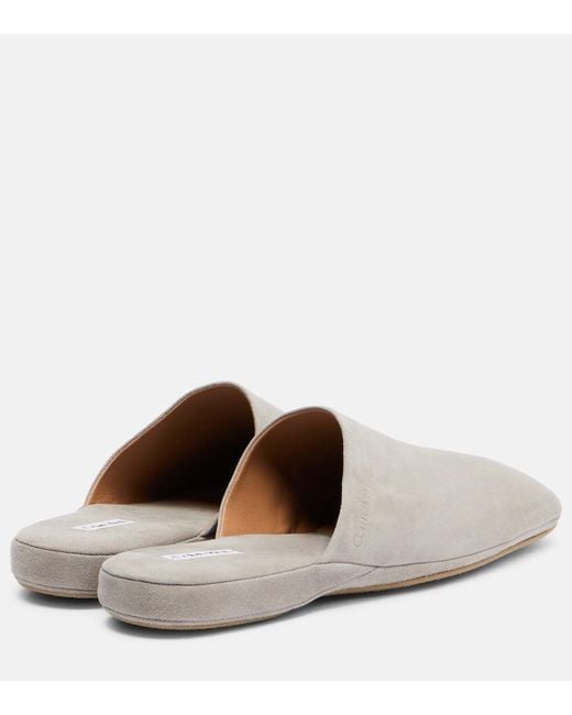 Calvin Klein White Hugh Suede Slippers