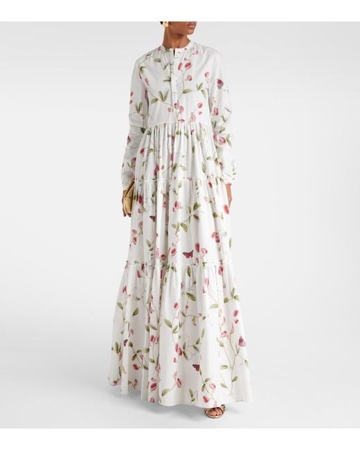 Giambattista Valli White Floral Cotton Maxi Dress