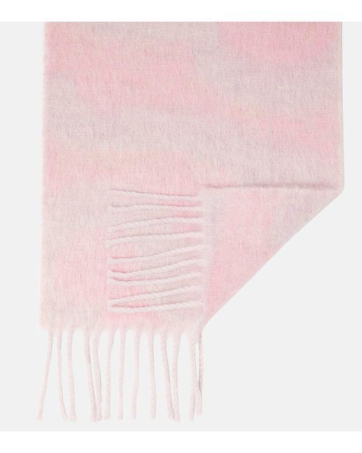Acne Pink Logo Wool-blend Scarf