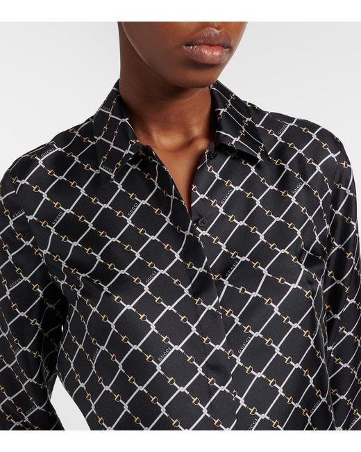 Gucci Black Horsebit Silk Twill Shirt