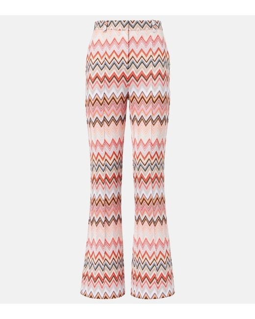 Missoni Pink Zigzag Cotton-Blend Straight Pants
