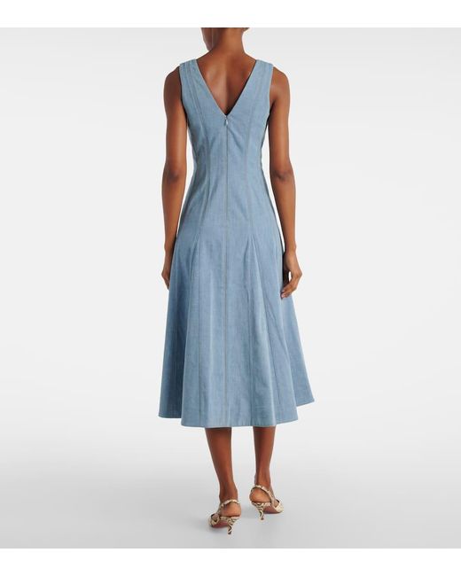 Veronica Beard Blue Lou Pleated Denim Midi Dress
