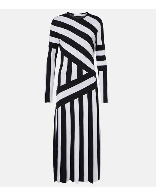 Gabriela Hearst Black Seema Striped Wool Maxi Dress