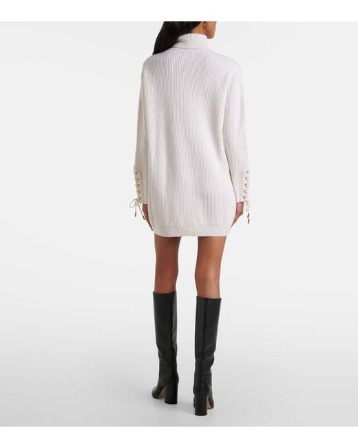 Max Mara White Ghinea Wool And Cashmere Sweater Dress