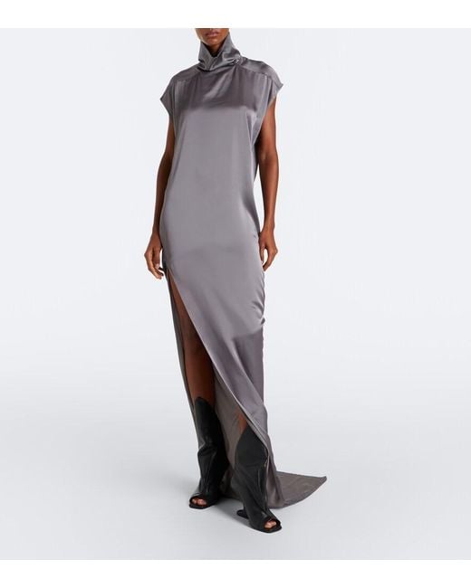 Rick Owens Purple Edfu Ruched Jersey Gown
