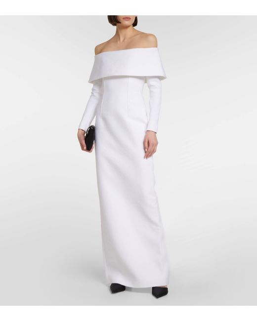 Emilia Wickstead White Stephania Off-shoulder Crepe Maxi Dress