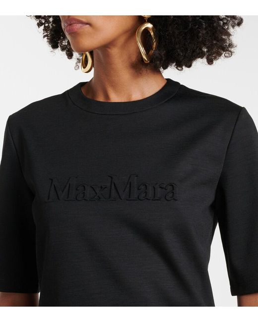 Max Mara Black Peter Embroidered Wool T-Shirt