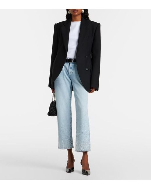 7 For All Mankind Blue Calie Embellished Straight Jeans
