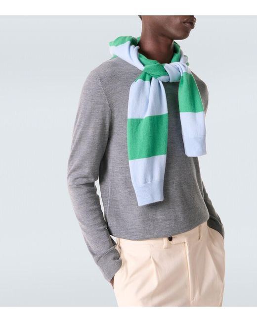 Allude Gray Virgin Wool Sweater for men