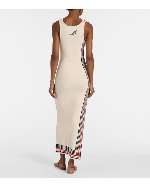 Rabanne Natural Striped Cotton-Blend Terry Midi Dress