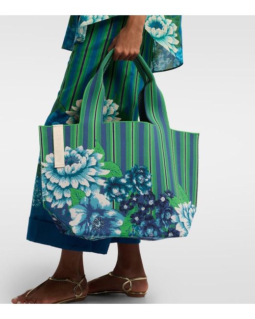 ALÉMAIS Green Margo Large Jacquard Tote Bag