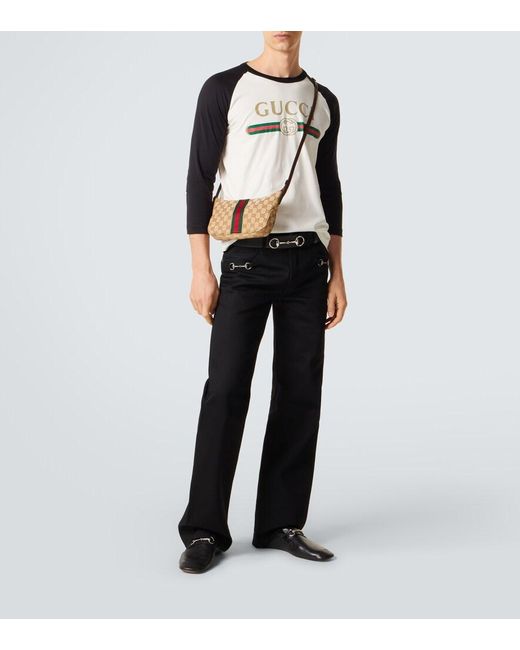 Gucci Crossbody Bag Lunetta Gg Small Aus Canvas in White für Herren