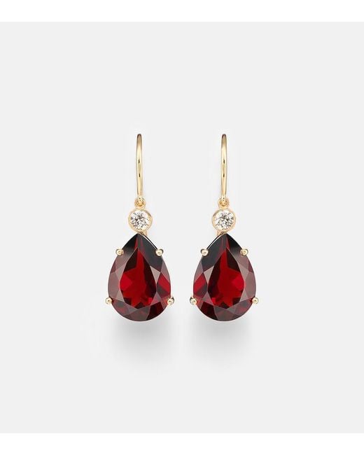 Ileana Makri Red 14Kt Earrings With Garnets And Diamonds