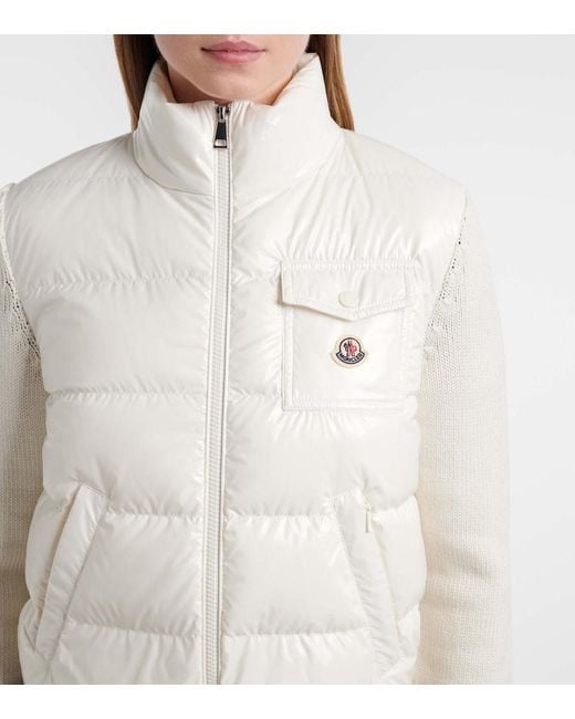 Moncler White Down-Paneled Wool Cardigan