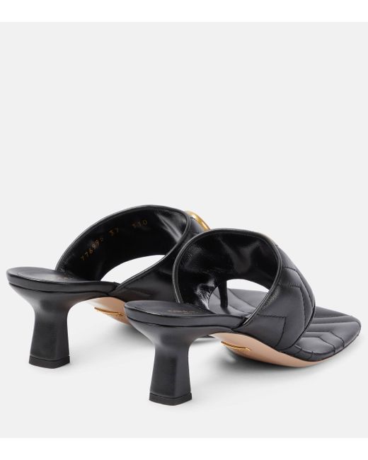 Gucci Gray Double G Leather Thong Sandals
