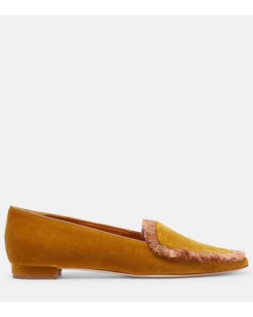 Manolo Blahnik Brown Agofran Fringed Velvet Loafers