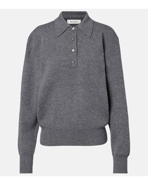 Rohe Gray Wool And Cashmere Polo Sweater