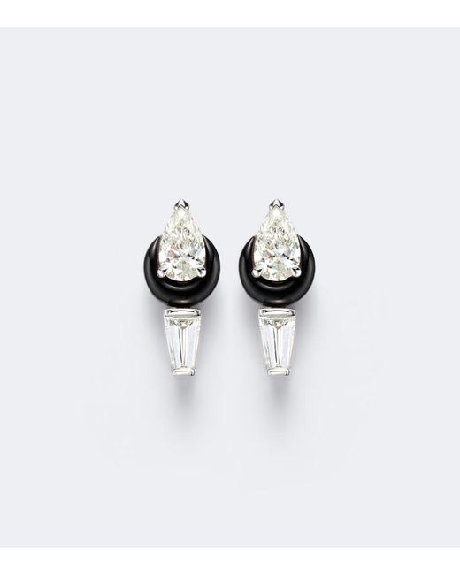 Nikos Koulis White Oui 18Kt And Enamel Earrings With Diamonds