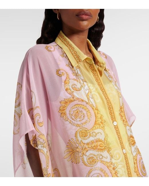 Versace Metallic Underwater Barocco Georgette Kaftan