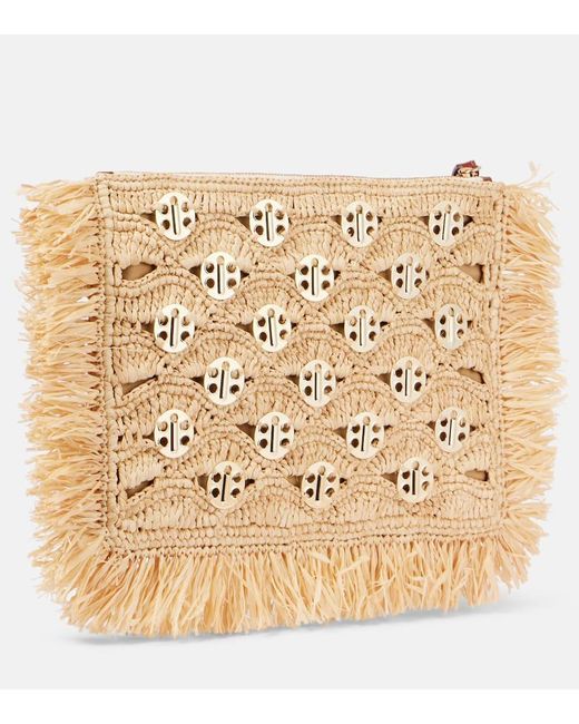 Rabanne Natural Embellished Raffia Clutch
