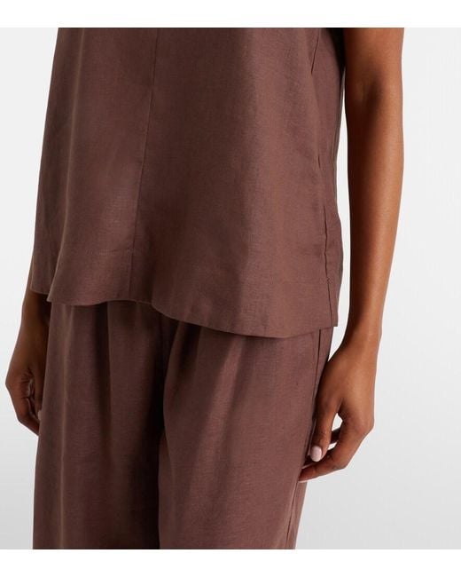 Asceno Brown Linen Top