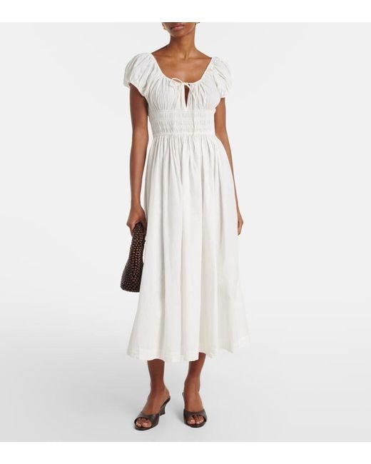 Doen White Midikleid Quinn Aus Baumwollpopeline