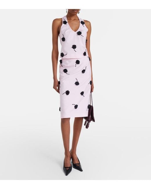 ShuShu/Tong Pink Floral-Appliqué Top