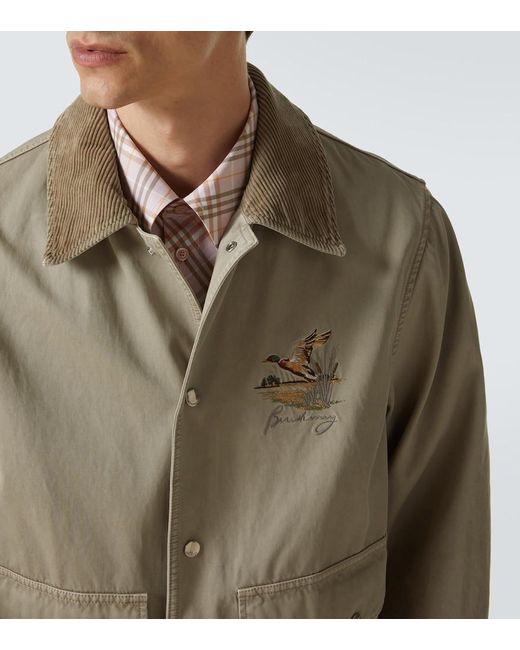 Burberry Natural Embroidered Cotton Twill Field Jacket for men