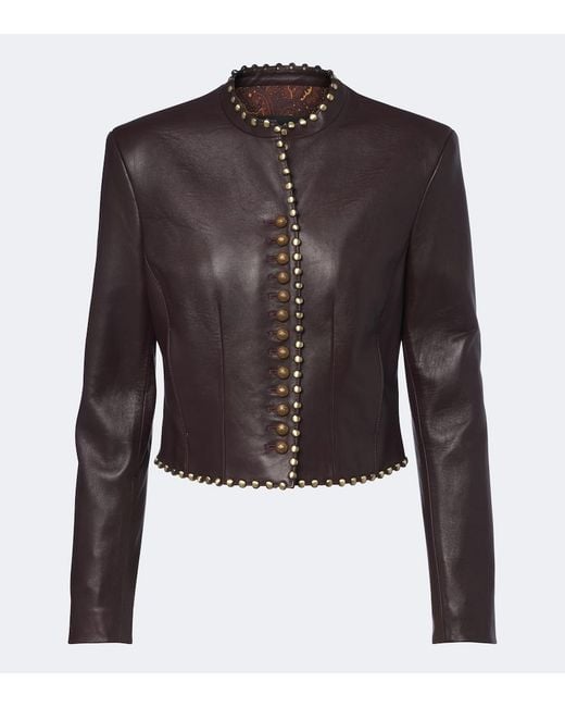 Etro Black Studded Leather Jacket
