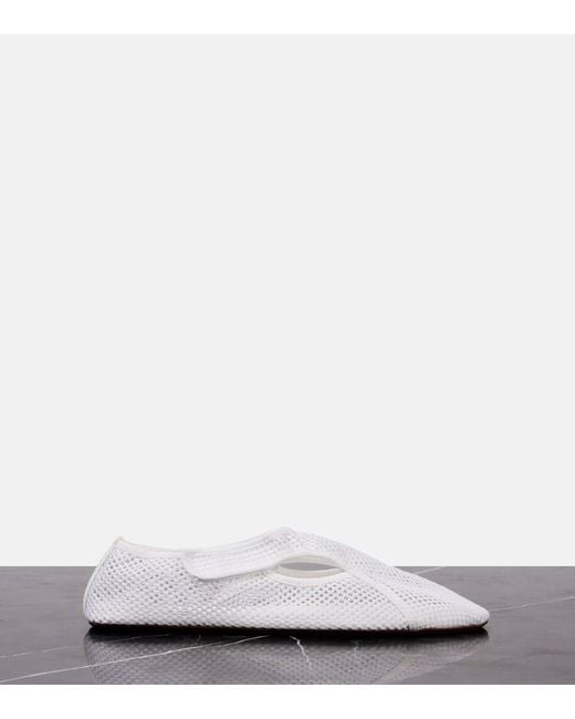 Alaïa White Mesh Ballet Flats