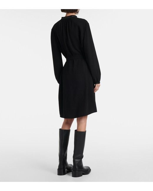 Vince Black Faux Leather-Trimmed Shirt Dress