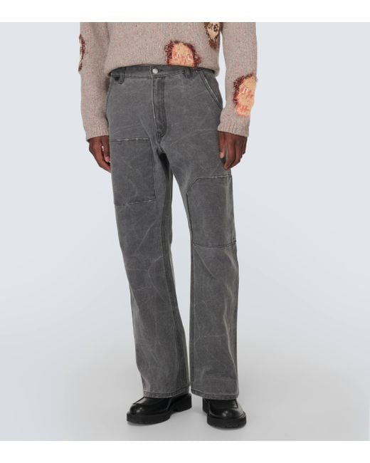 Pantalon en toile de coton Acne pour homme en coloris Gray