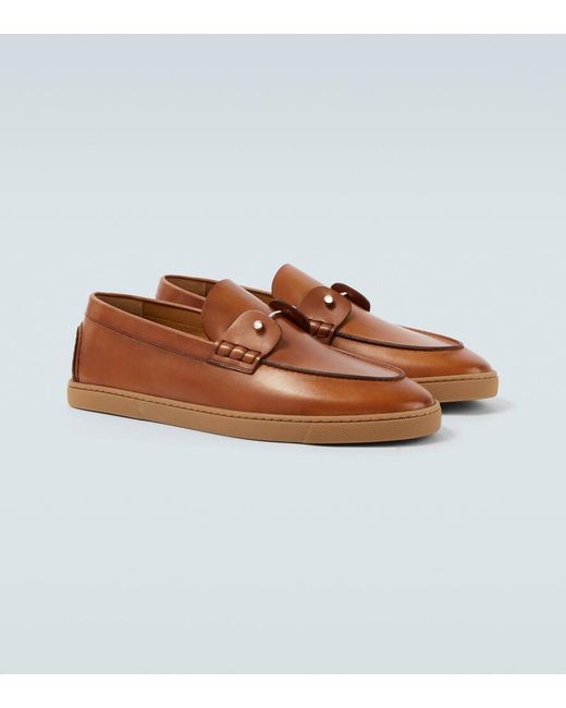 Christian Louboutin Brown Chambeliboat Leather Boat Shoes for men
