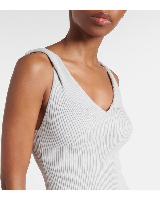 Victoria Beckham White Knit-Detail Crepe Maxi Dress