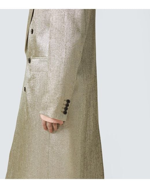 Dries Van Noten Natural Double-Breasted Lame Coat for men