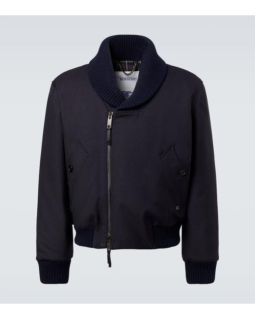 Burberry Blue Wool-Blend Bomber Jacket for men