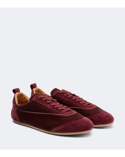 Jil Sander Red Etage Suede-Trimmed Velvet Sneakers