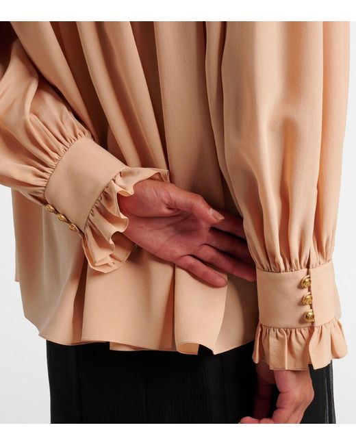 Chloé Natural Ruffled Silk Crepe De Chine Blouse