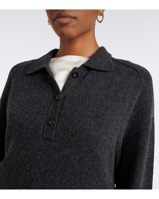 Jardin Des Orangers Black Wool And Cashmere Polo Sweater