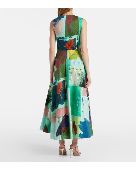 Roksanda Green Nura Bow-Detail Cotton Cocktail Dress