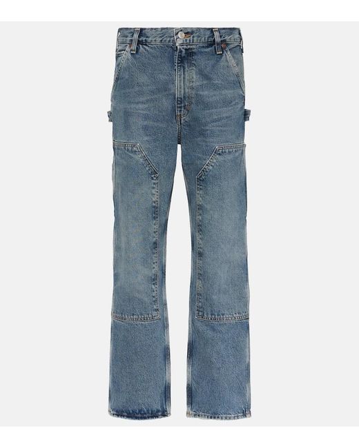 Agolde Blue Mid-Rise Straight Jeans Rami