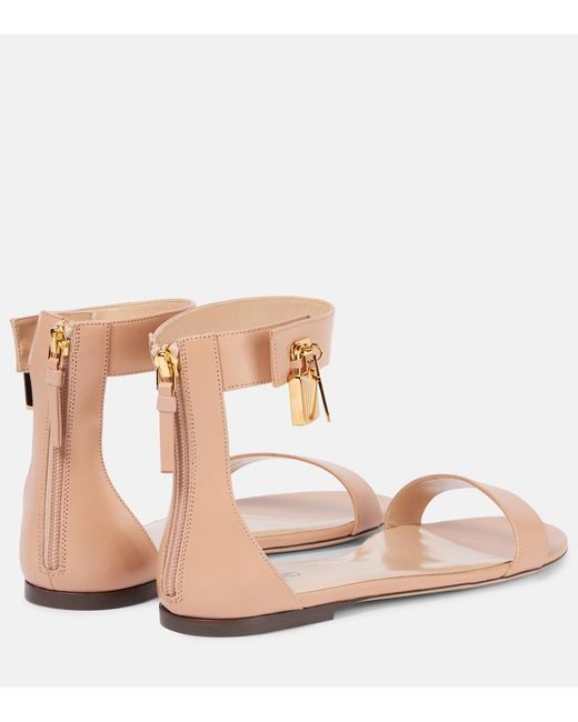 Tom Ford Natural Padlock Leather Sandals