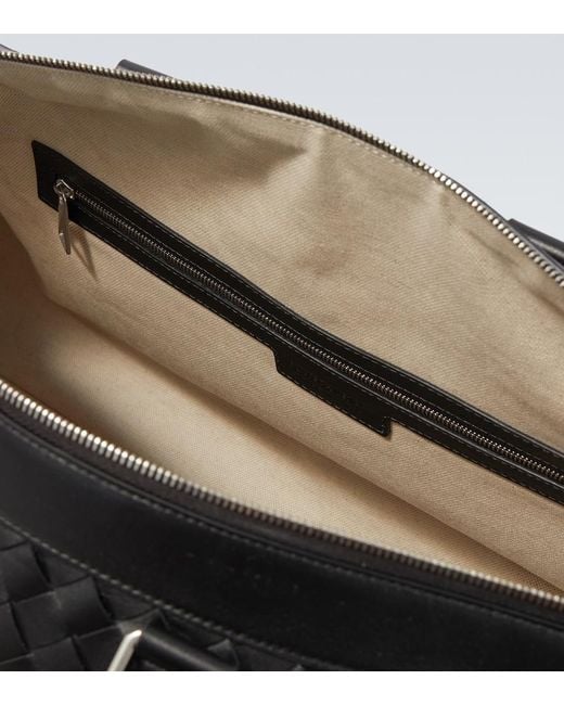 Bottega Veneta Black Intrecciato Leather Duffel Bag for men