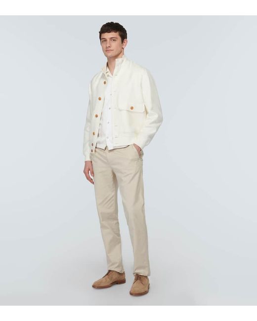 Polo in maglia di cotone di Brunello Cucinelli in White da Uomo