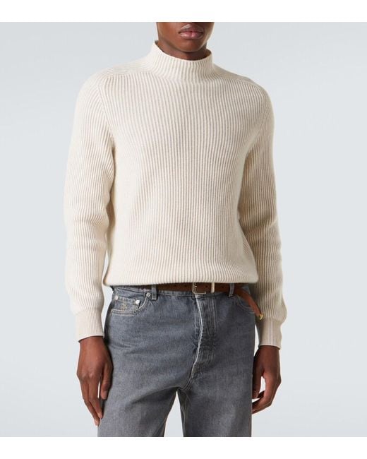 Brunello Cucinelli White Cashmere Sweater for men