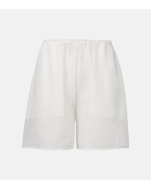 Totême White Ramie Shorts