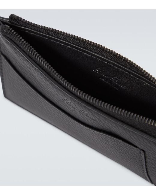Loro Piana Black Extra Leather Card Case for men