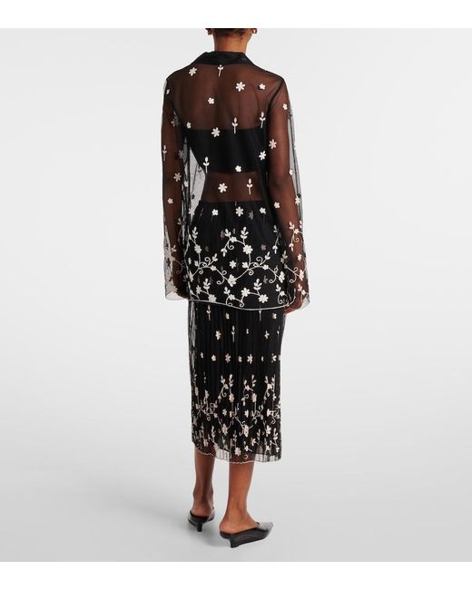 Totême Gray Embroidered Semi-Sheer Shirt