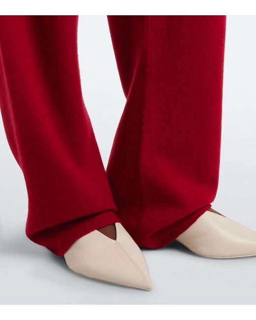 Extreme Cashmere Red N°320 Rush Cashmere-Blend Wide-Leg Pants