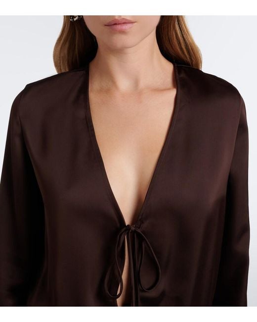 Bananhot Brown Nema Satin Maxi Dress